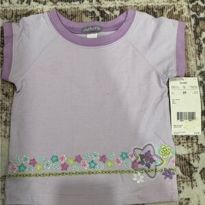 Carter's Purple Short Sleeve Tees with Floral Accents